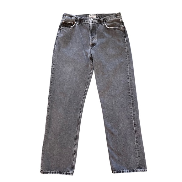 AGOLDE 90s Pinch Waist Straight Leg High Rise Medium Gray Denim Jean Size 30 - Picture 3 of 12